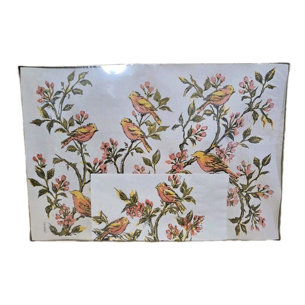 Monogram of California Paper Placemats & Napkins Bird Flowers MCM Vtg NOS - Picture 3 of 9